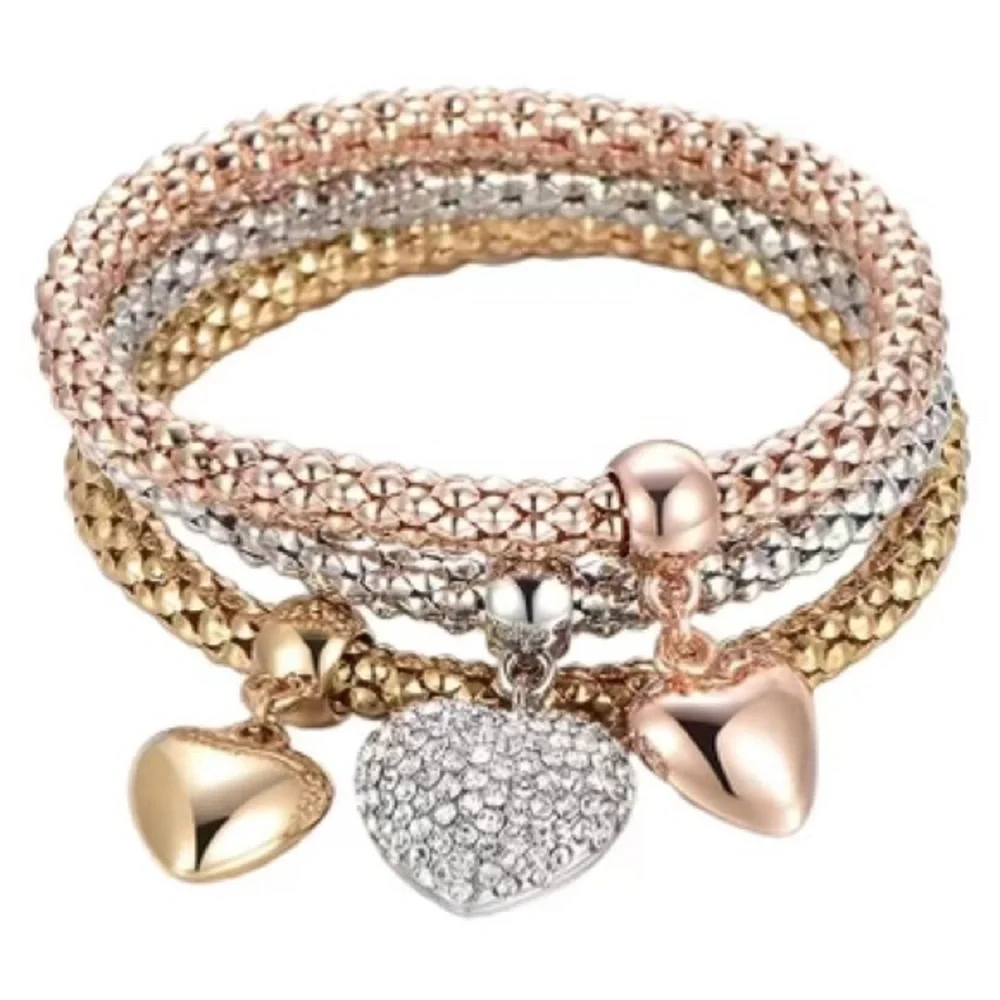 Set of Three TriColor Heart Bracelets - Picture 2 of 4